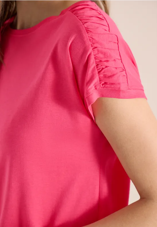 Kurzarm Shirt mit Raffung geranium red