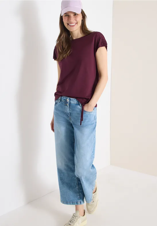 T-shirt à manches courtes avec fronces sweet grape red