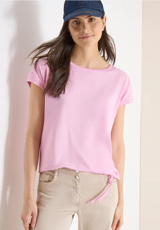 Shirt met korte mouwen en rimpels light blush rose