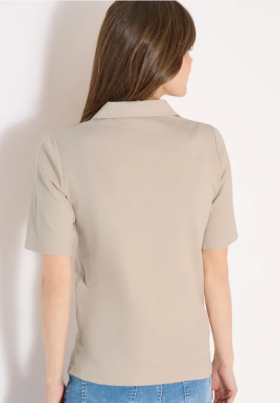 Basis polo met korte mouwen grain beige