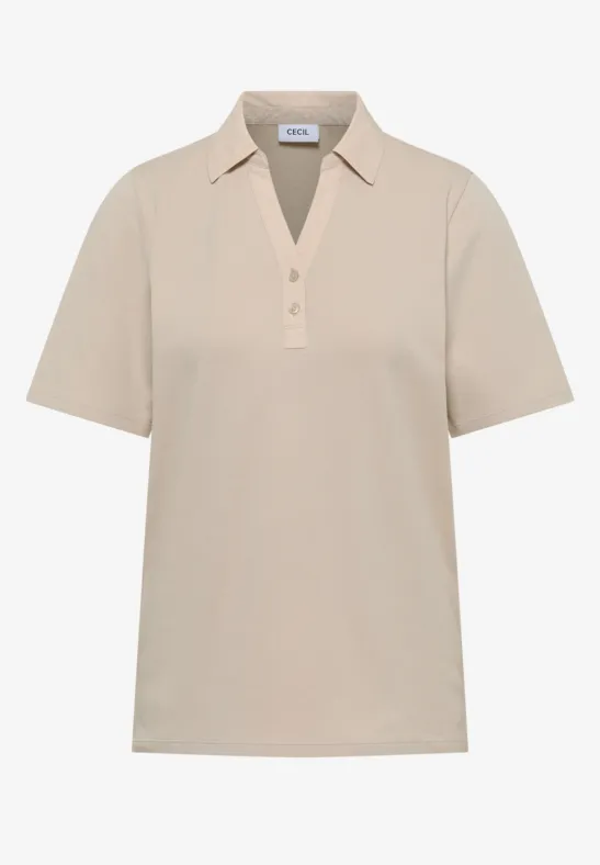 Basis polo met korte mouwen grain beige
