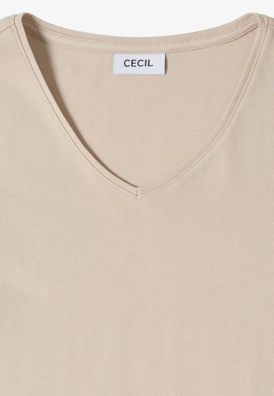 Basic T-Shirt aus Baumwolle grain beige