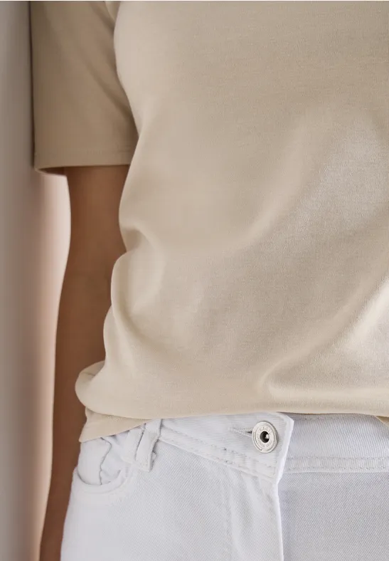 Basic T-Shirt aus Baumwolle grain beige