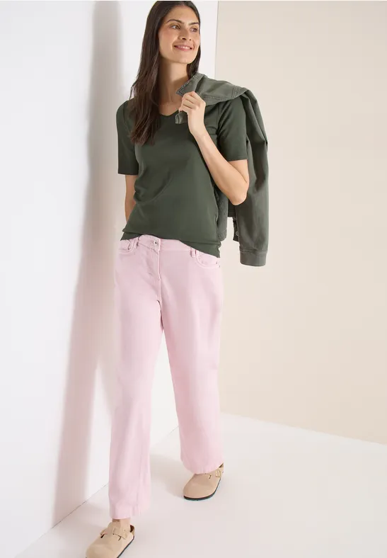 Basic katoenen shirt khaki