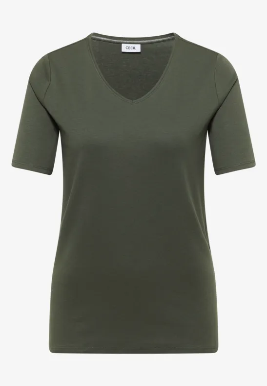 Basic katoenen shirt khaki