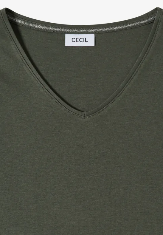 Basic katoenen shirt khaki