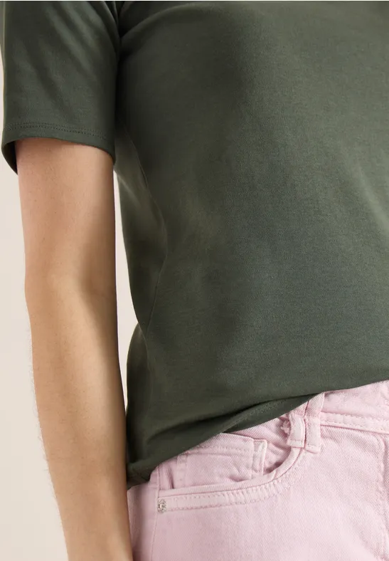 Basic katoenen shirt khaki