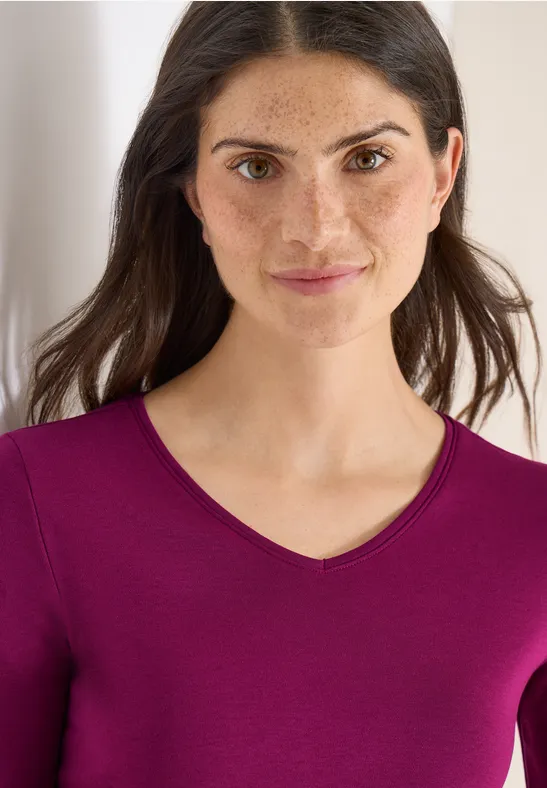 Basic T-Shirt aus Baumwolle magenta purple