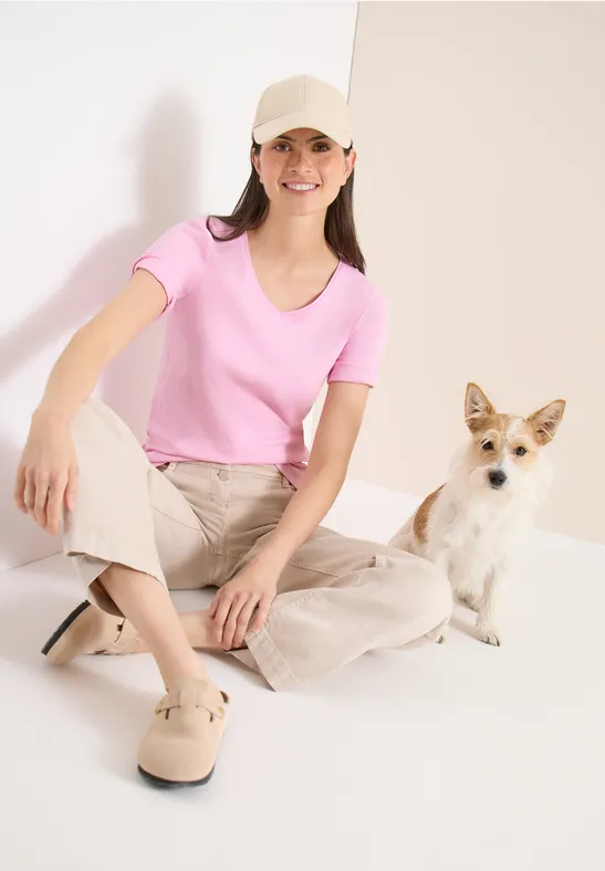 Basic katoenen shirt light blush rose