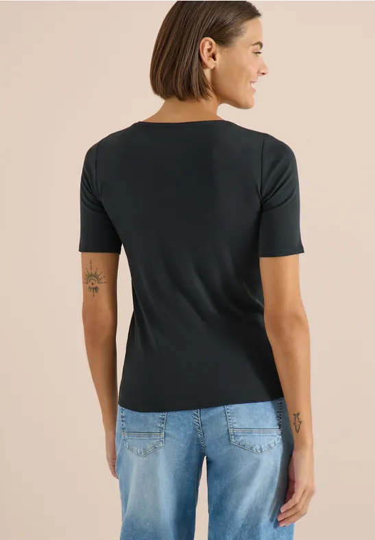 Basic katoenen shirt palm breeze green