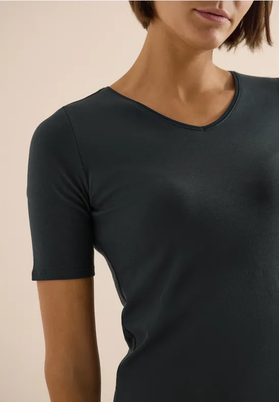 Basic katoenen shirt palm breeze green