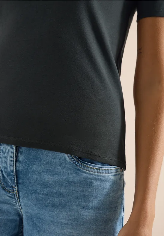 Basic katoenen shirt palm breeze green