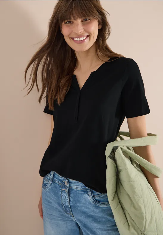 Basic Shirt im Tunika-Look Black