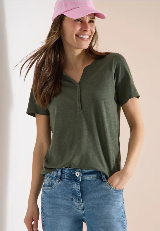 Basic Shirt im Tunika-Look khaki