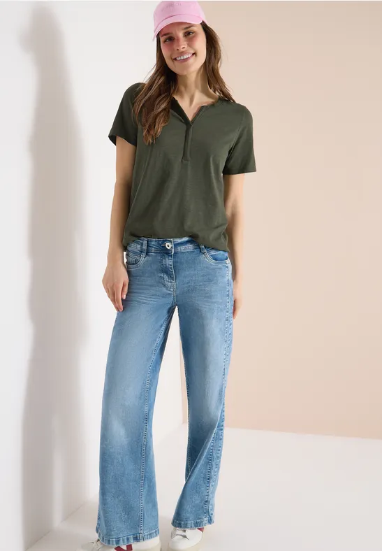 Basic Shirt im Tunika-Look khaki