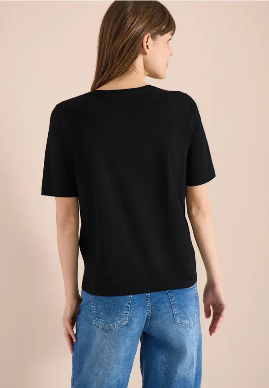 Basic Shirt met V-hals Black