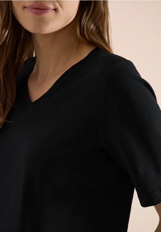 Basic Shirt met V-hals Black
