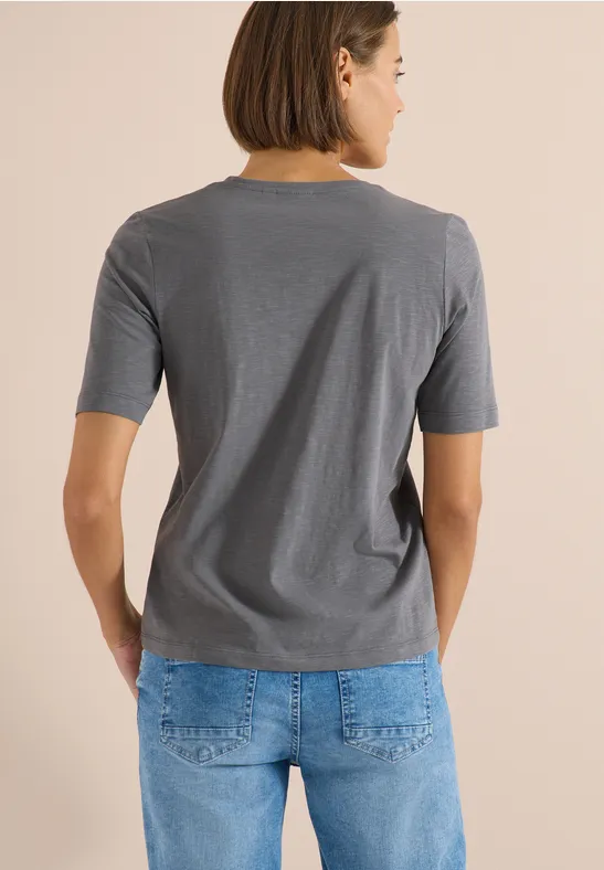 Basic Shirt met V-hals graphite light grey