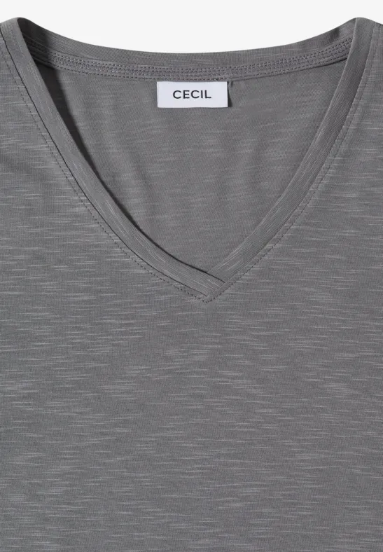 Basic Shirt met V-hals graphite light grey