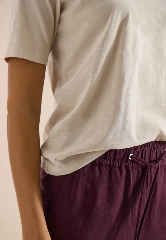 Basic Shirt met V-hals grain beige