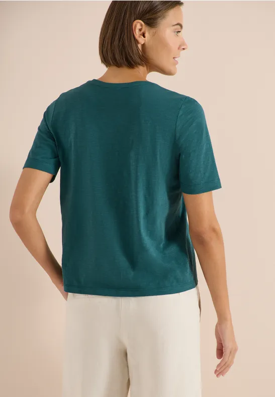 Basic Shirt met V-hals jungle green