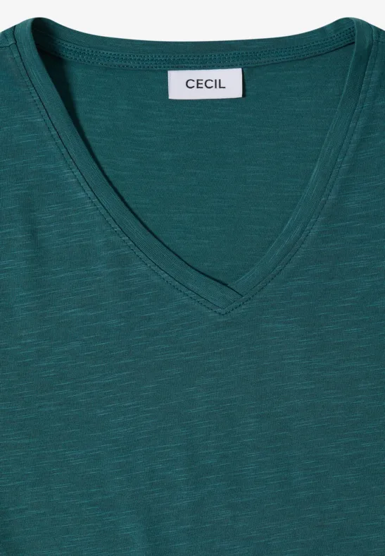 Basic Shirt met V-hals jungle green