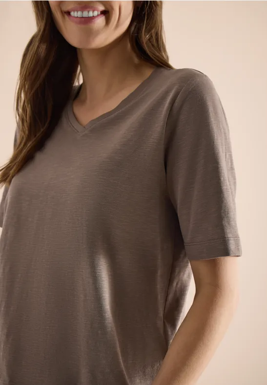 Basic Shirt met V-hals urban taupe