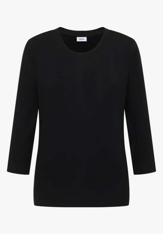 Rippsthirt in Unifarbe Black