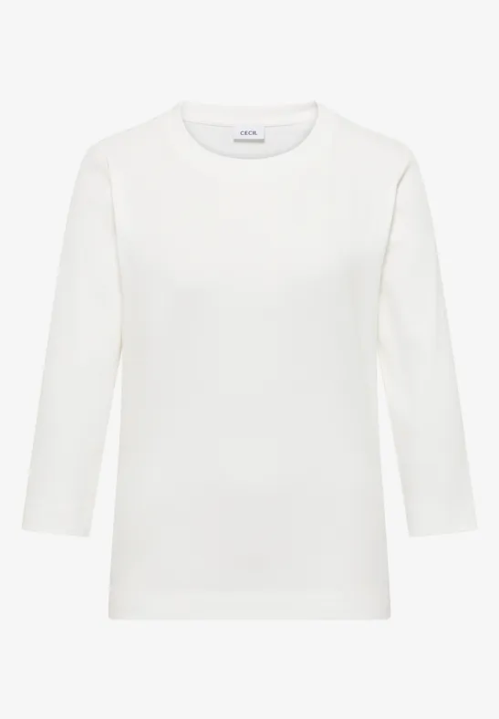 Rippsthirt in Unifarbe vanilla white