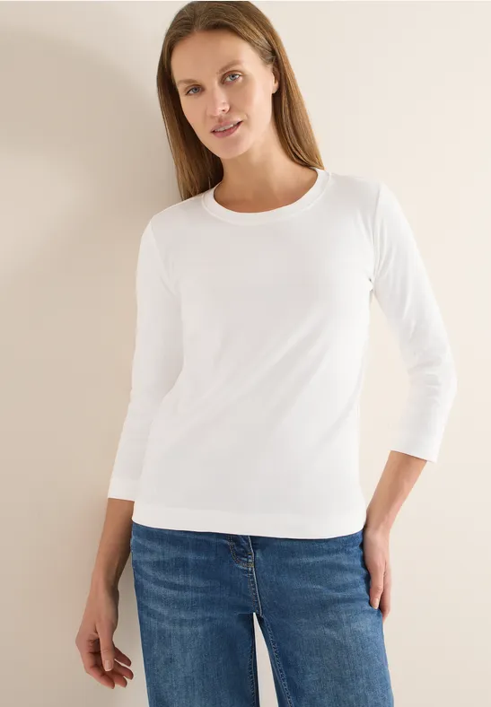 Rippsthirt in Unifarbe vanilla white
