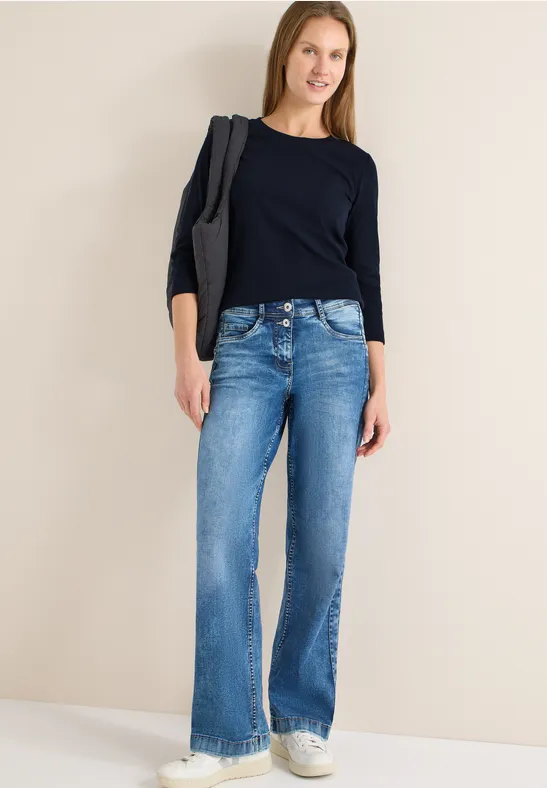 Geribd overhemd in effen kleur universal blue