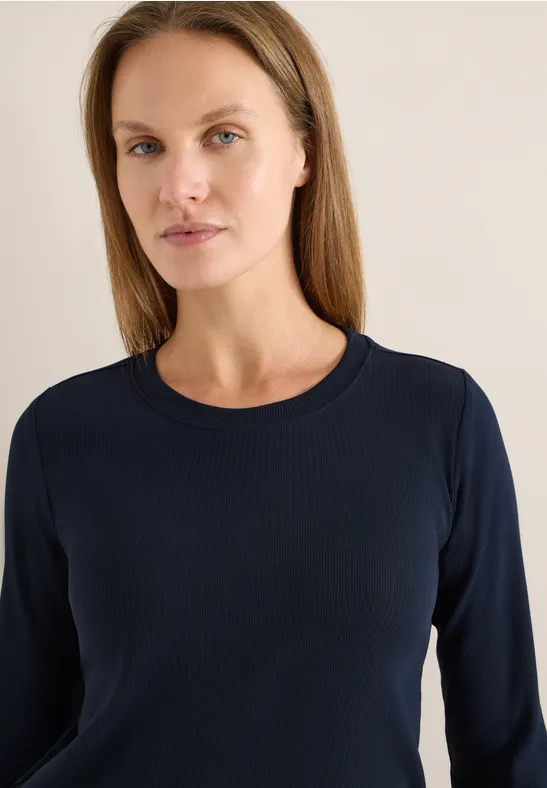 Geribd overhemd in effen kleur universal blue