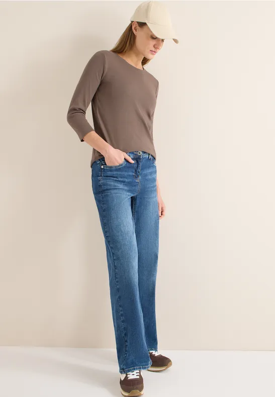 Geribd overhemd in effen kleur urban taupe