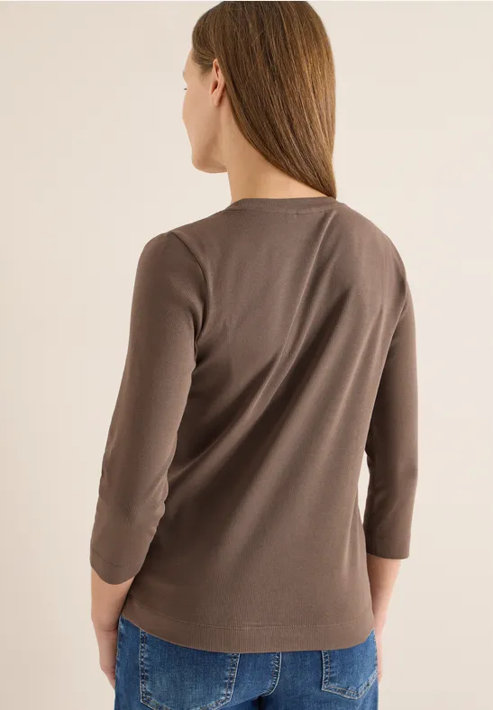 Geribd overhemd in effen kleur urban taupe