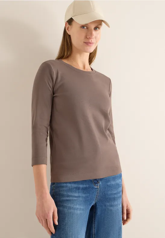 Geribd overhemd in effen kleur urban taupe