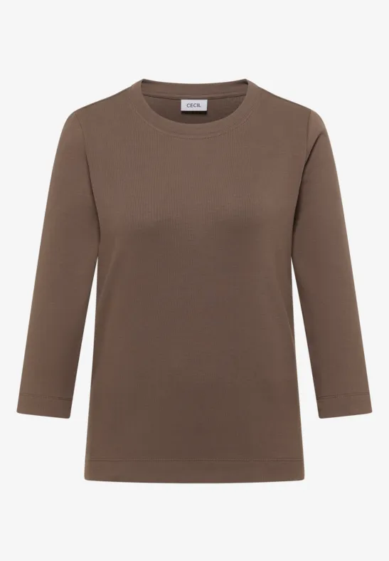 Geribd overhemd in effen kleur urban taupe