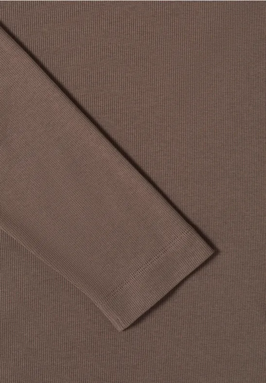 Geribd overhemd in effen kleur urban taupe