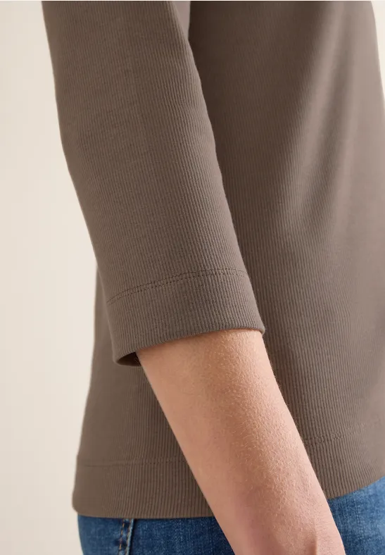 Geribd overhemd in effen kleur urban taupe