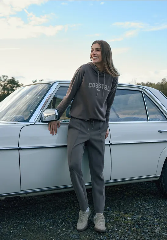 Hoodie mit Stickerei urban taupe