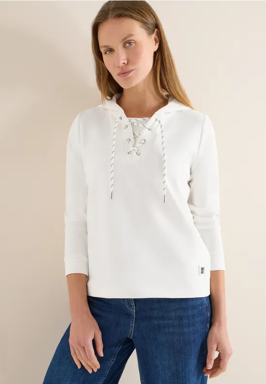 Hoodie shirt met touwtjes vanilla white