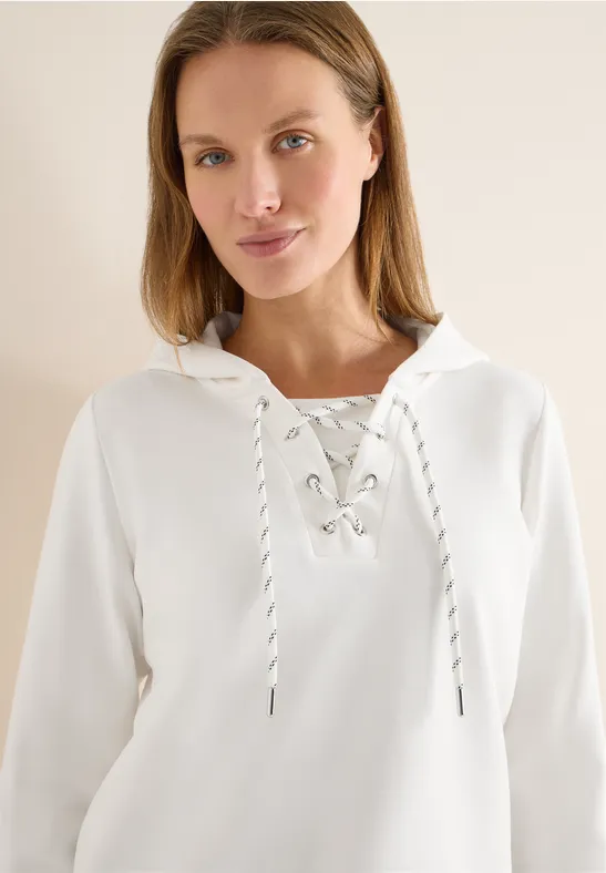 Hoodie shirt met touwtjes vanilla white
