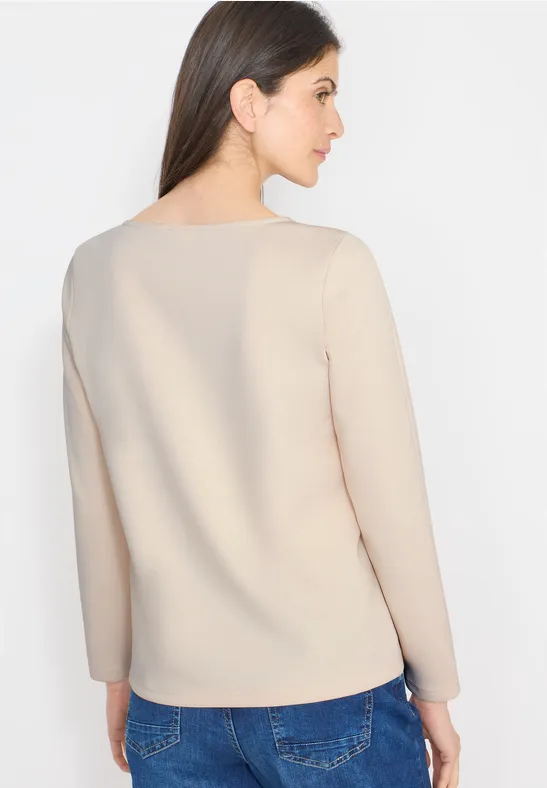 Shirt met borduursel pearl beige