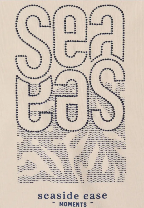 Shirt met borduursel pearl beige