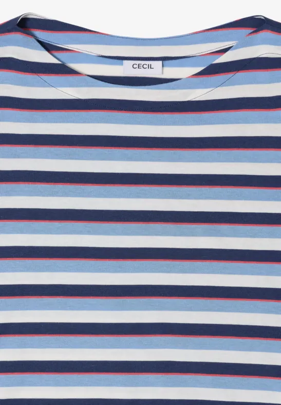 Gestreept shirt sporty denim blue