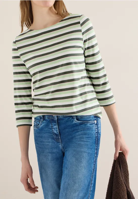 Gestreept shirt khaki