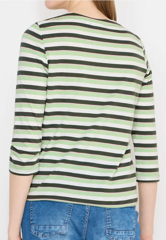 Gestreept shirt khaki