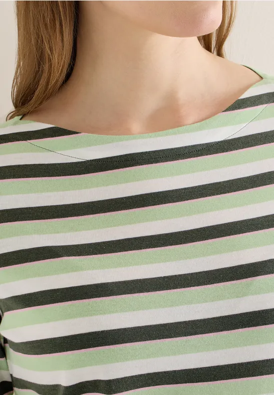 Gestreept shirt khaki