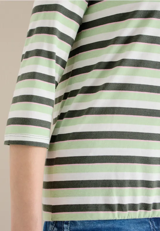 Gestreept shirt khaki