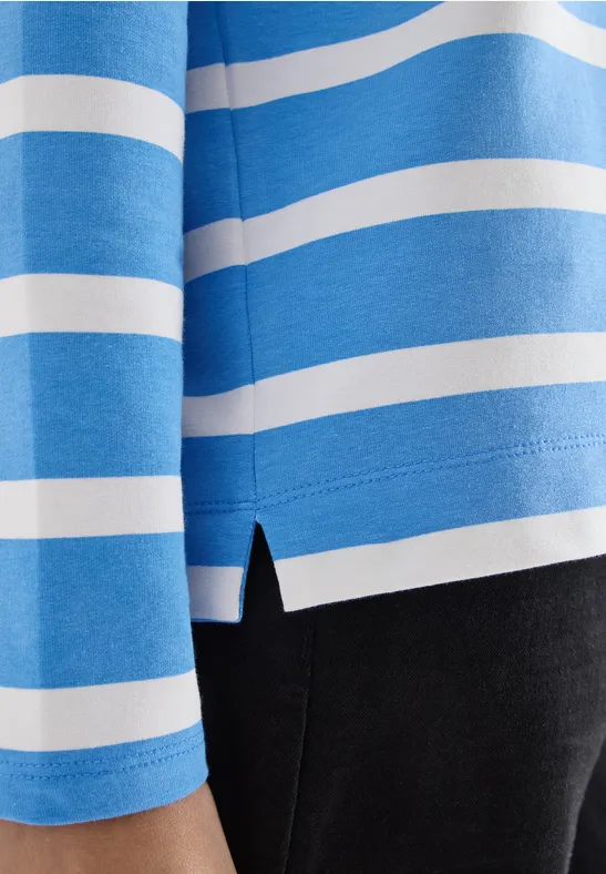 Bluza z kapturem w paski fountain blue