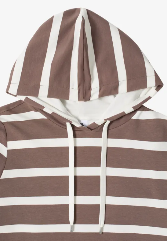 Bluza z kapturem w paski urban taupe
